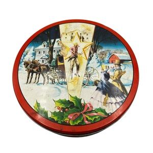 Vintage DeLuxe Collin Street Bakery Fruit Cake Tin – Victorian Christmas Scene